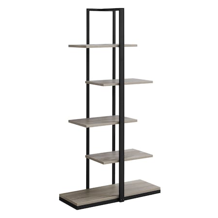Monarch Specialties Bookshelf, Bookcase, Etagere, 5 Tier, 60"H, Office, Bedroom, Metal, Laminate, Brown, Black I 7232